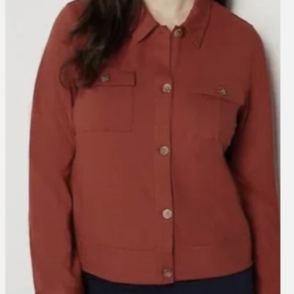 J. Jill Jackets & Blazers - J.Jill Wearever Collection Double Face Jersey Flap Pocket Jacket Burnt Orange 1X